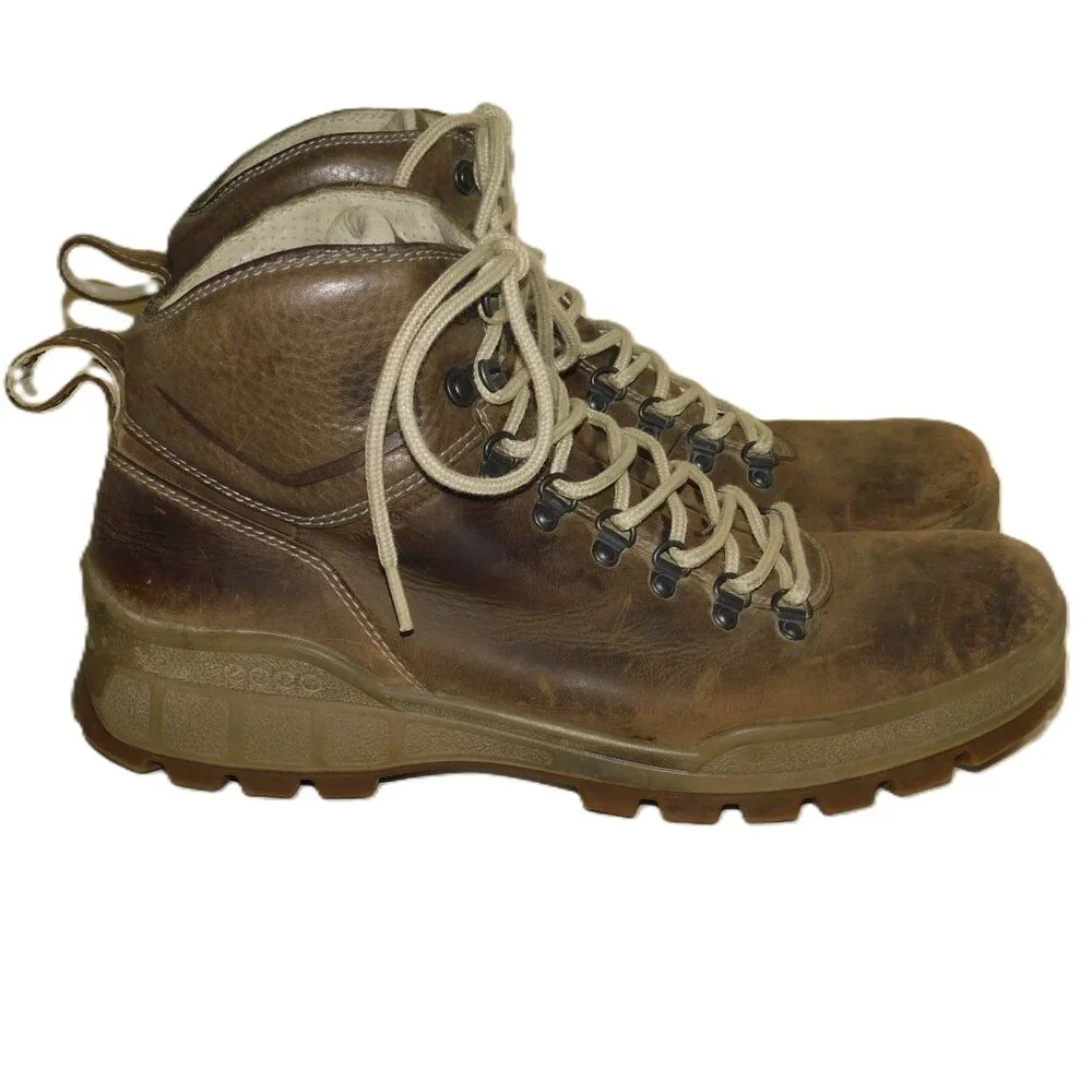 ECCO Track Genuine Footwear Leather Lace-Up Ankle Boots Hiking Work Chore Size 9
